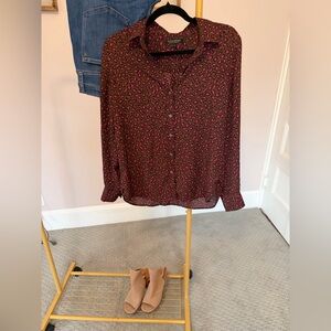Banana Republic Dillon Classic Fit Leopard Print Button Down Blouse Small
